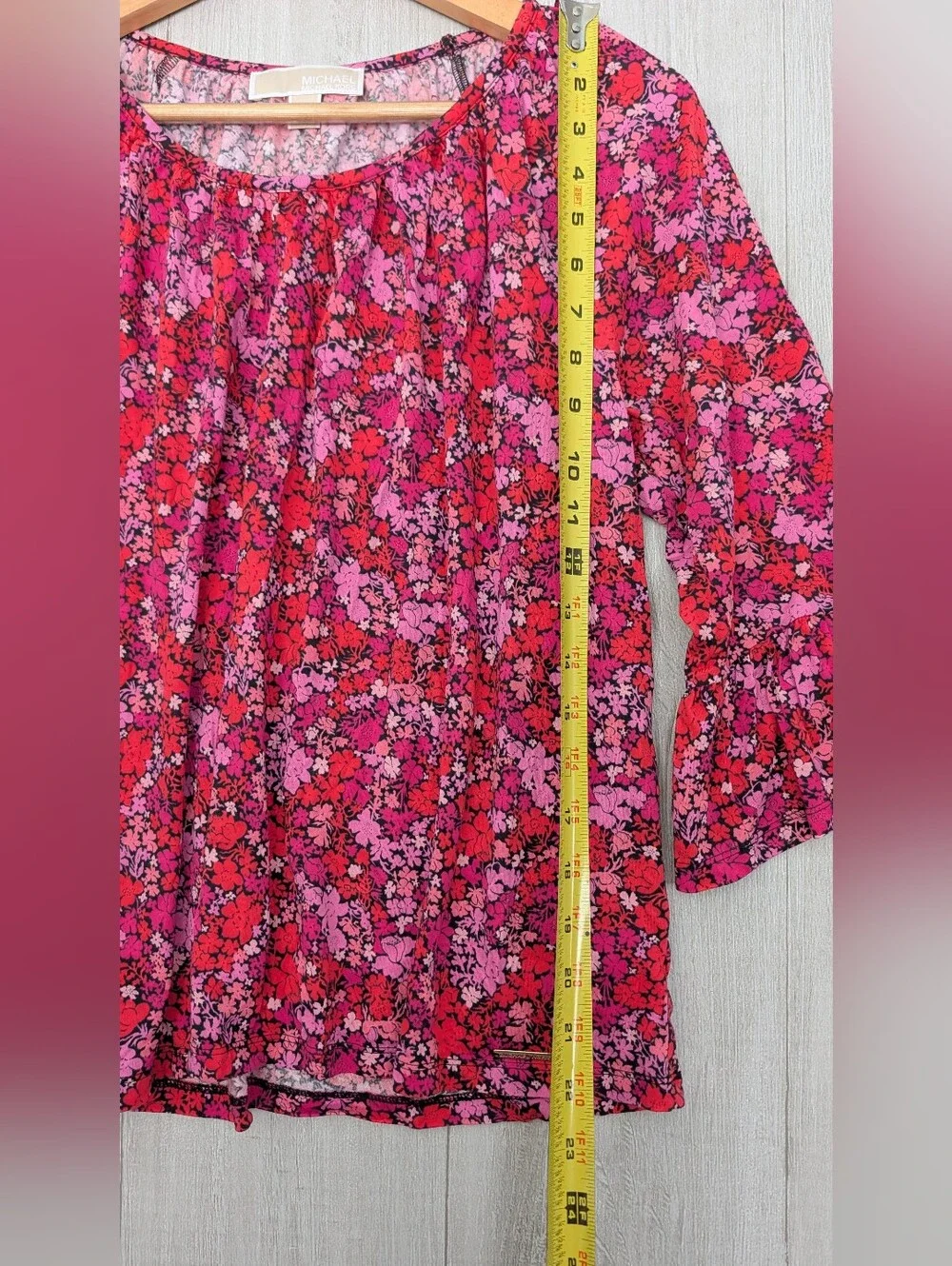 Michael Kors Floral Blouse - Casual Ruffle Sleeve Top Sz L.